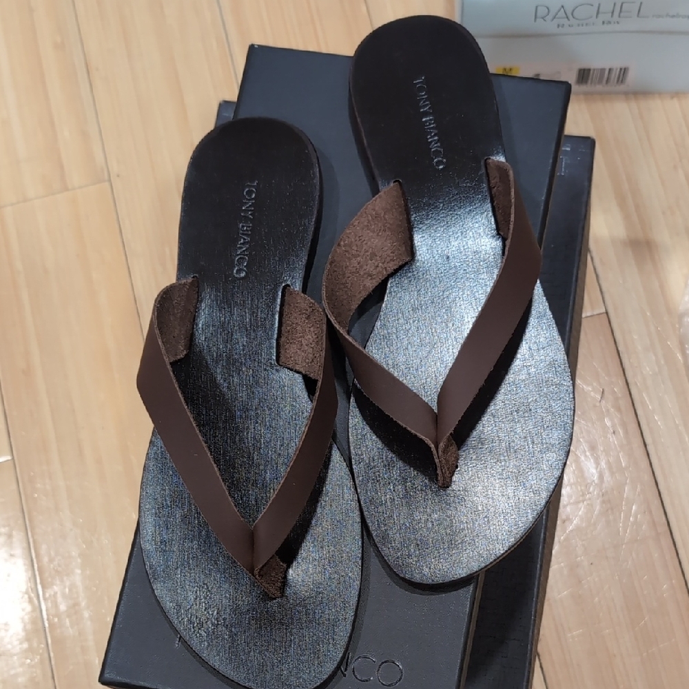 Tony Bianco Black and Brown Flip Flops